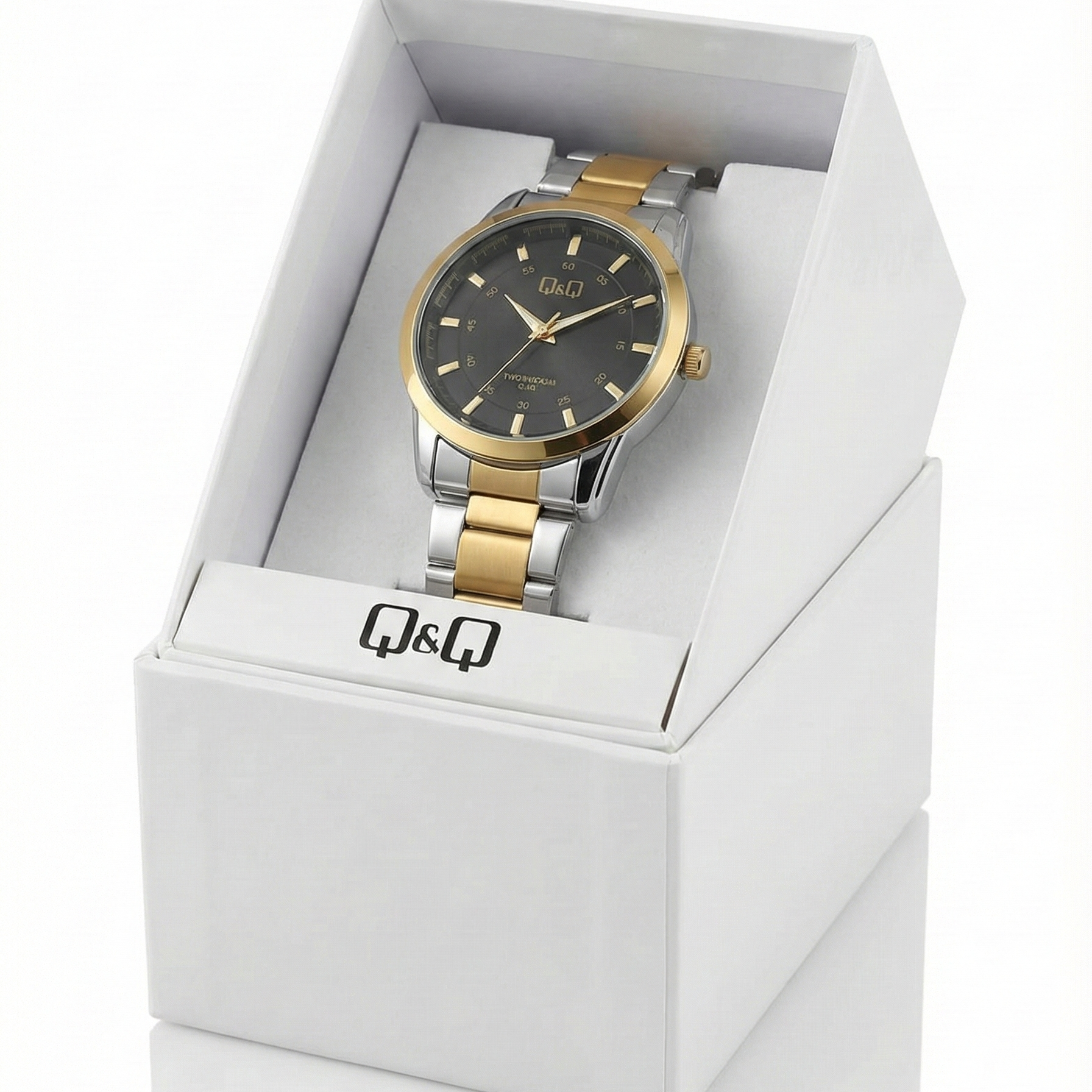 Reloj Q Q de Lujo / COLOR ORO-PLATA